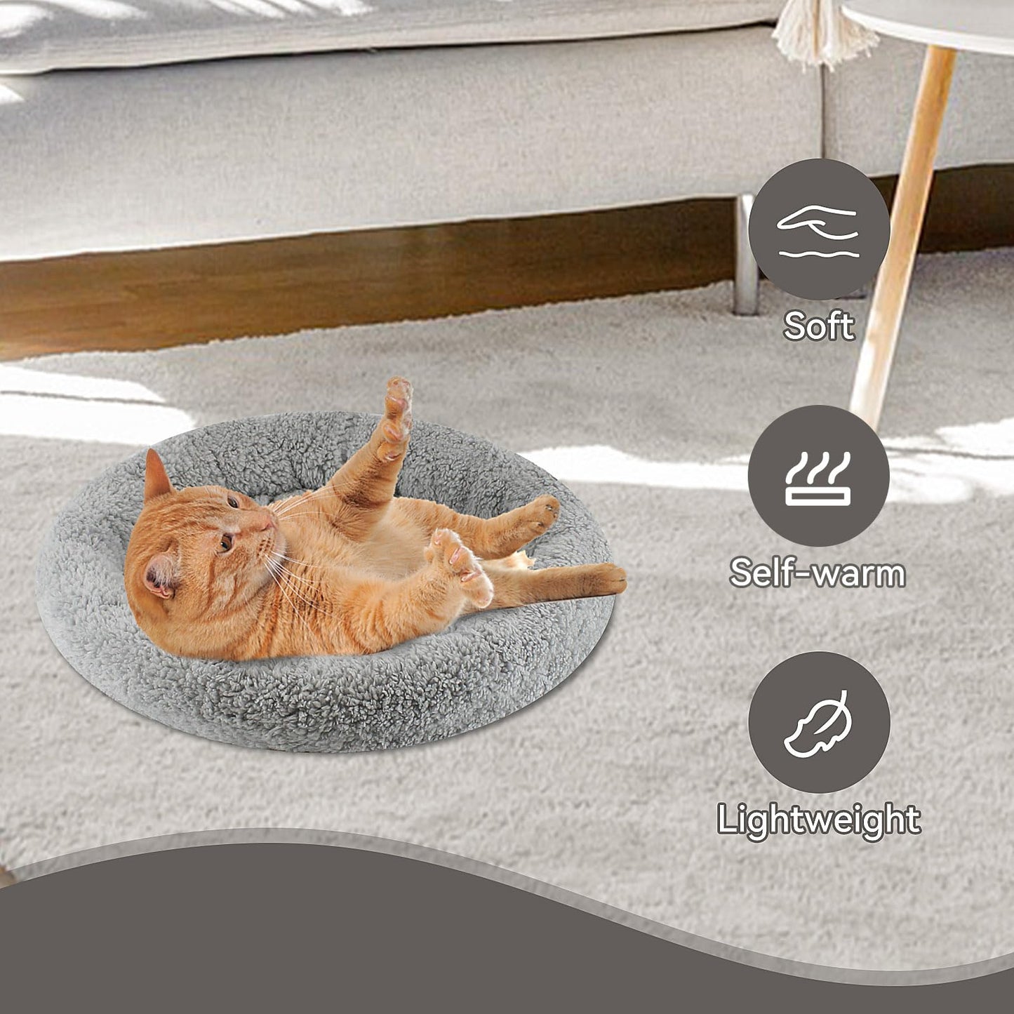 Enjoying Small Cat Bed Mat, 11.81" Round, Self Warming Cat Mat