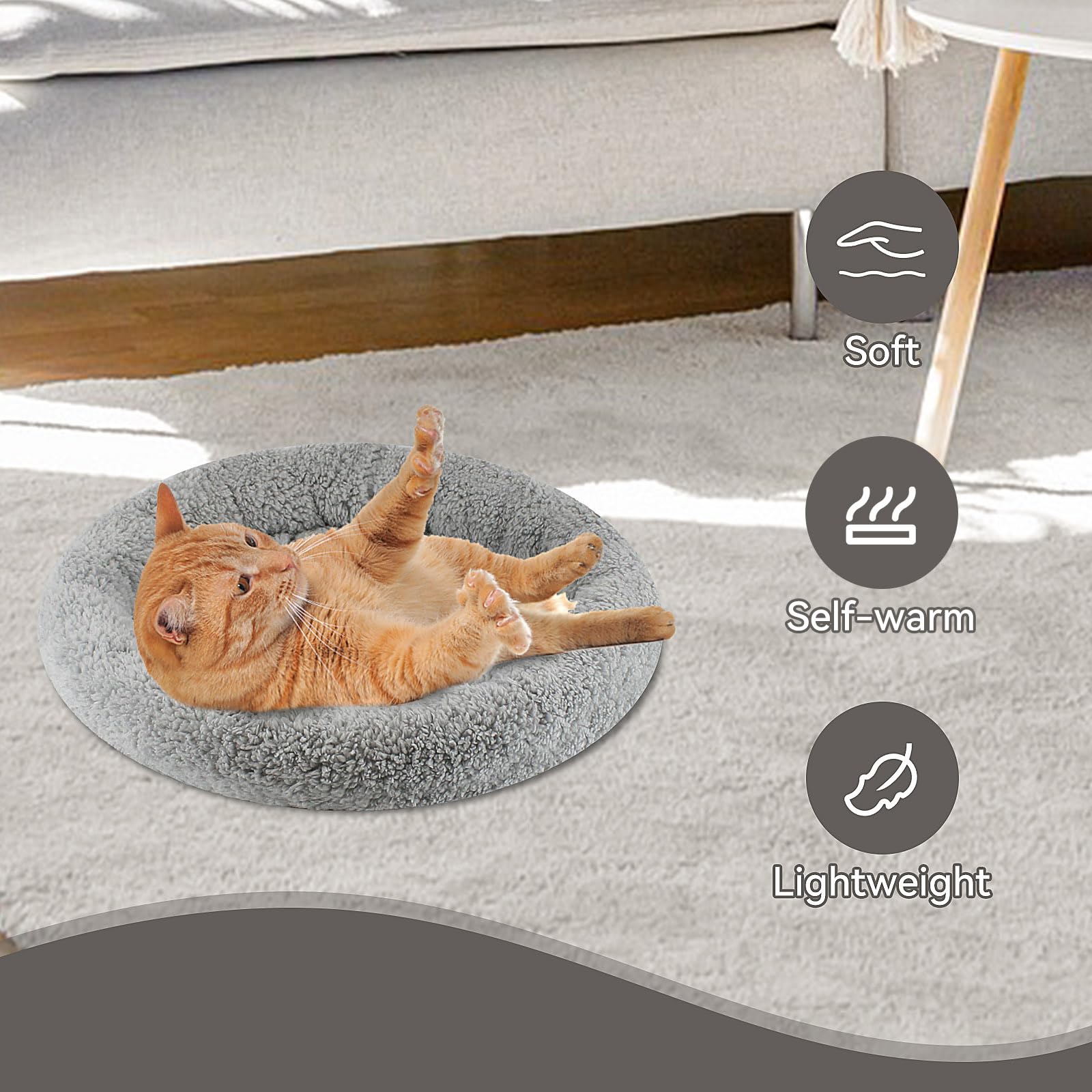 Enjoying Small Cat Bed Mat, 11.81" Round, Self Warming Cat Mat