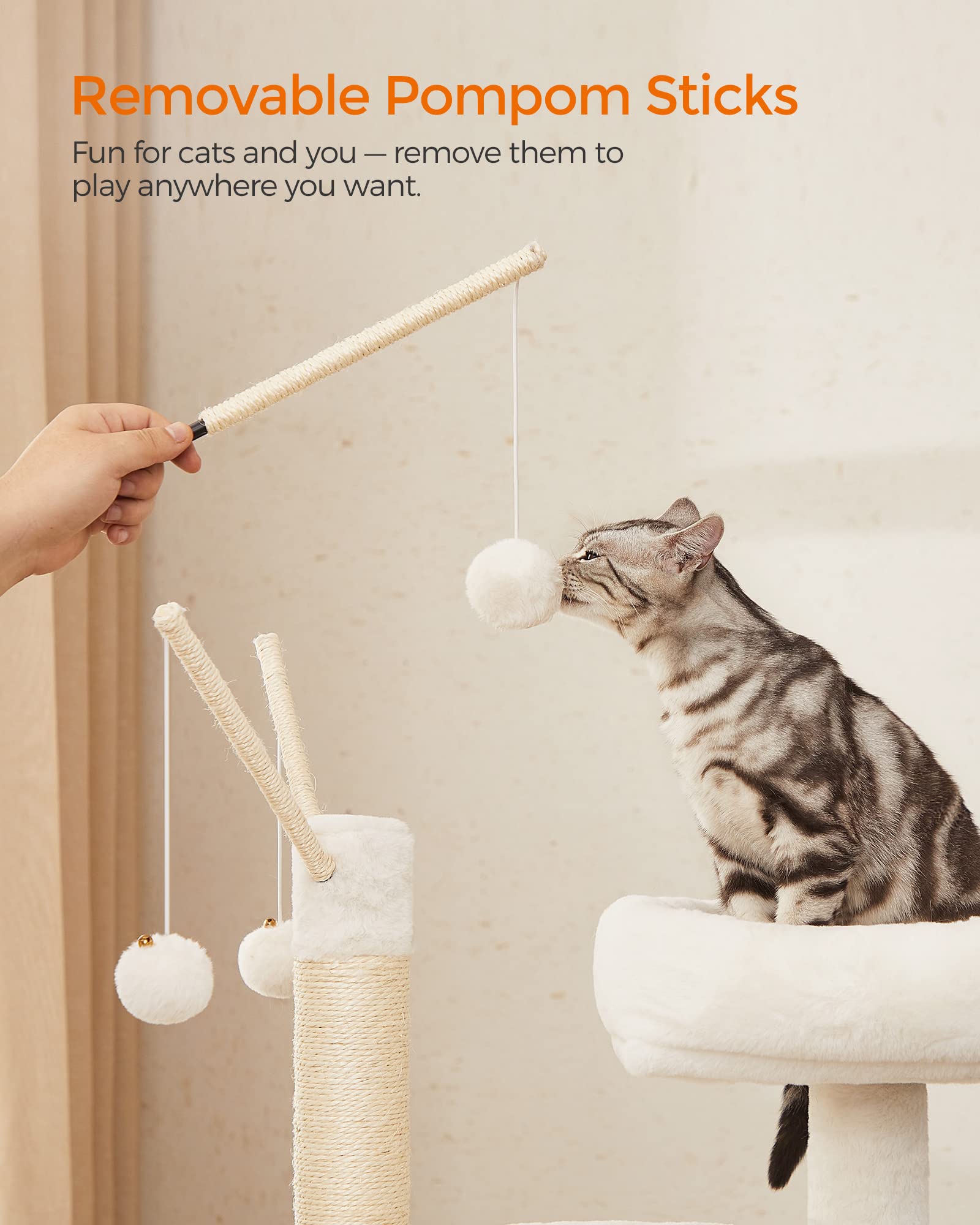 Feandrea Cat Tree with Litter Box Enclosure, 59-Inch Modern Cushion