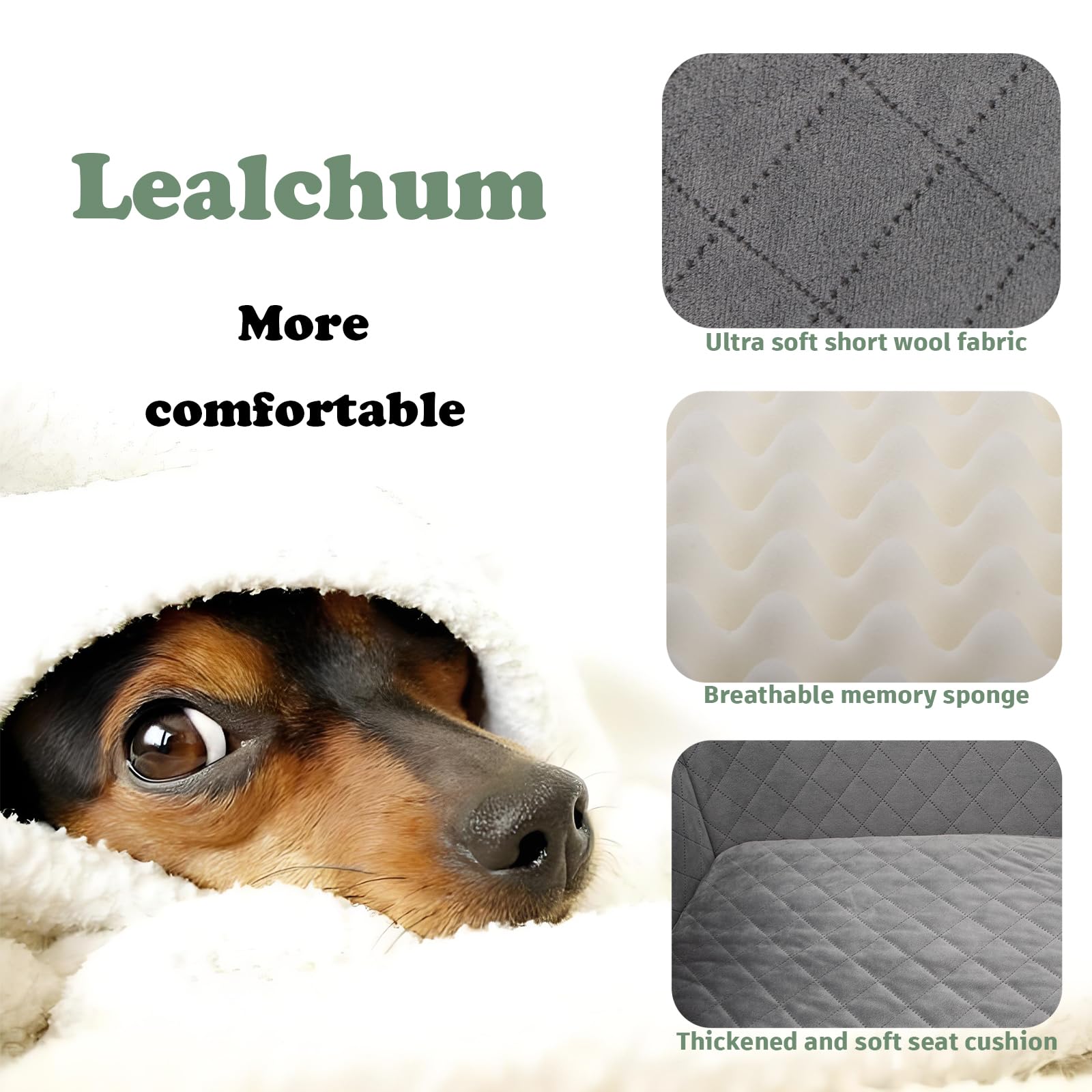 Lealchum Large Dog Car Seat,Memory Foam Cushion Car Seat for 2 Seat