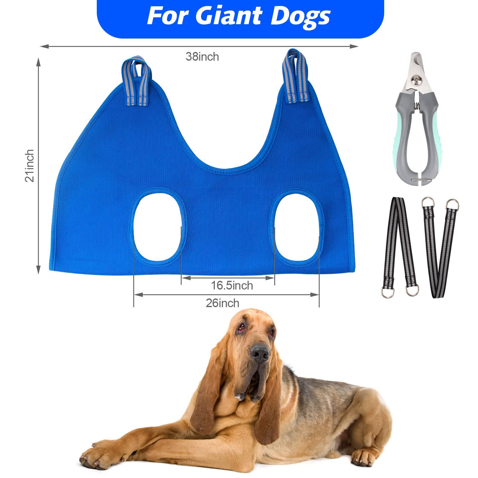 ATESON Pet Grooming Hammock for XXL Large Dogs with Nail Clippers/Nail