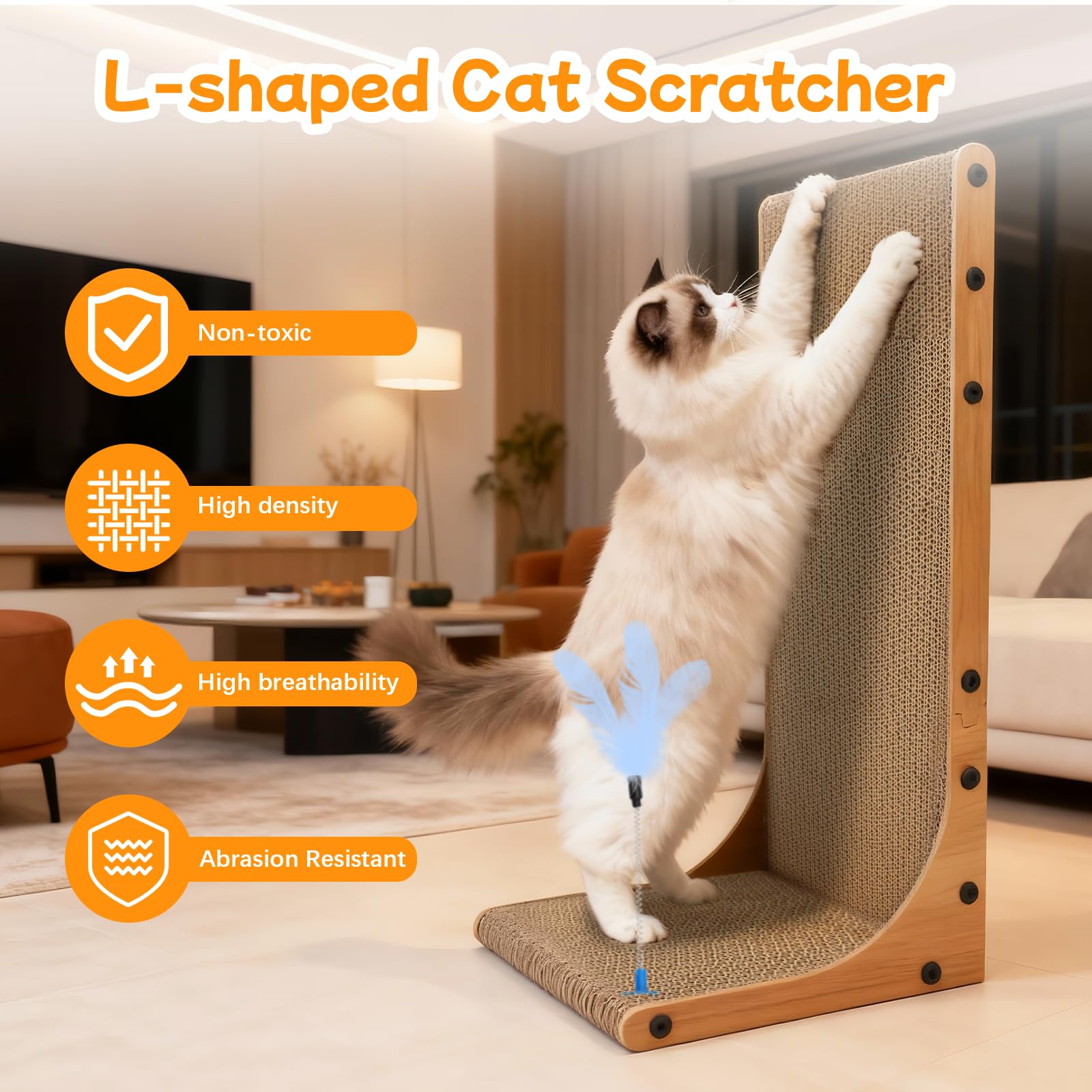 Goosheep Cat Scratching Post, 3-in1 Scratching Board for Indoor Pad
