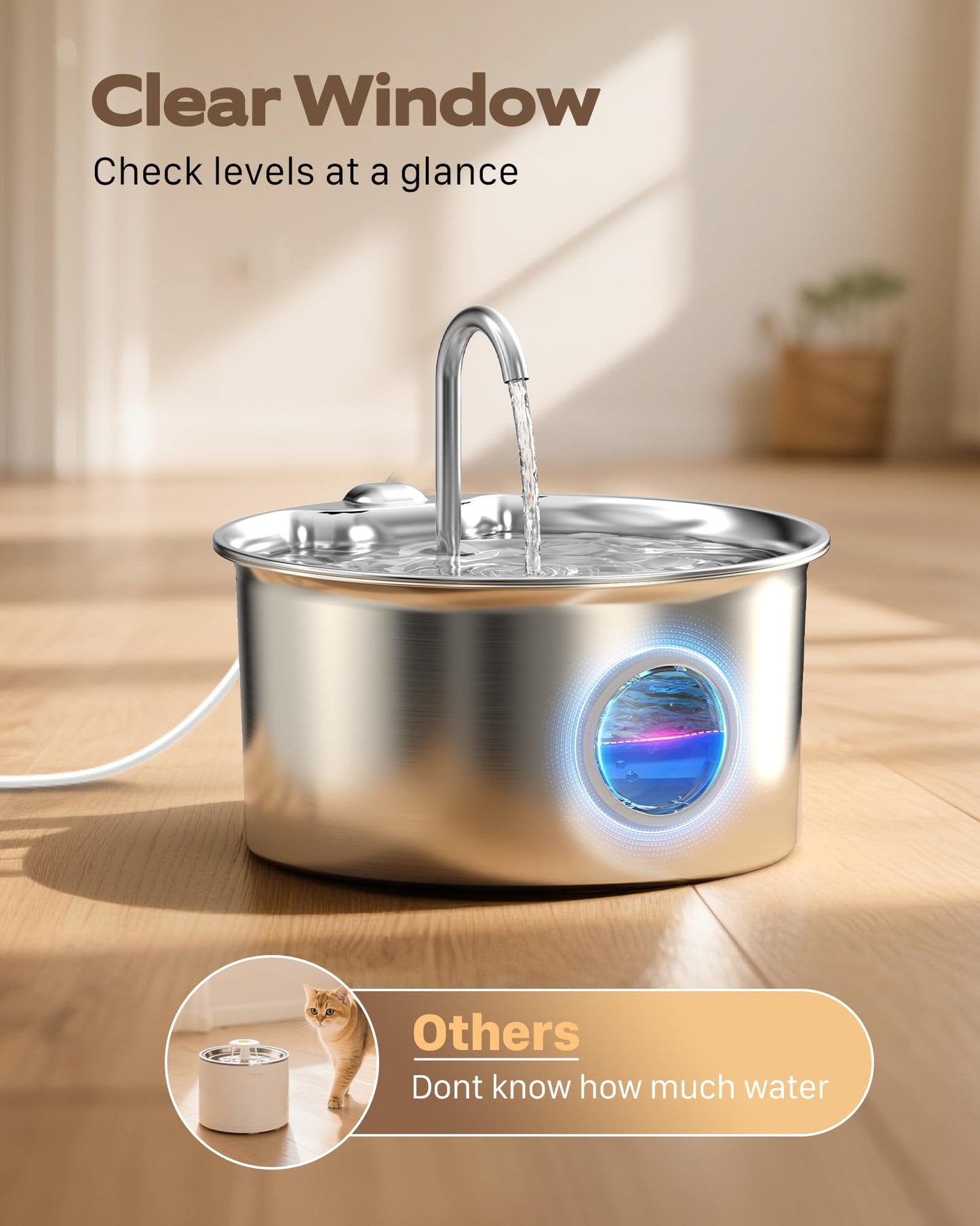 Pet Water Fountain Stainless Steel: Mental Cat Water Fountains Bowl