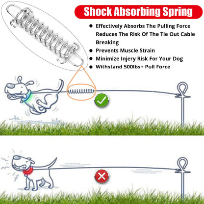 jenico Dog Tie Out Cable, 10/15/20/30/40/50/70/100/ Runner Cable Hook