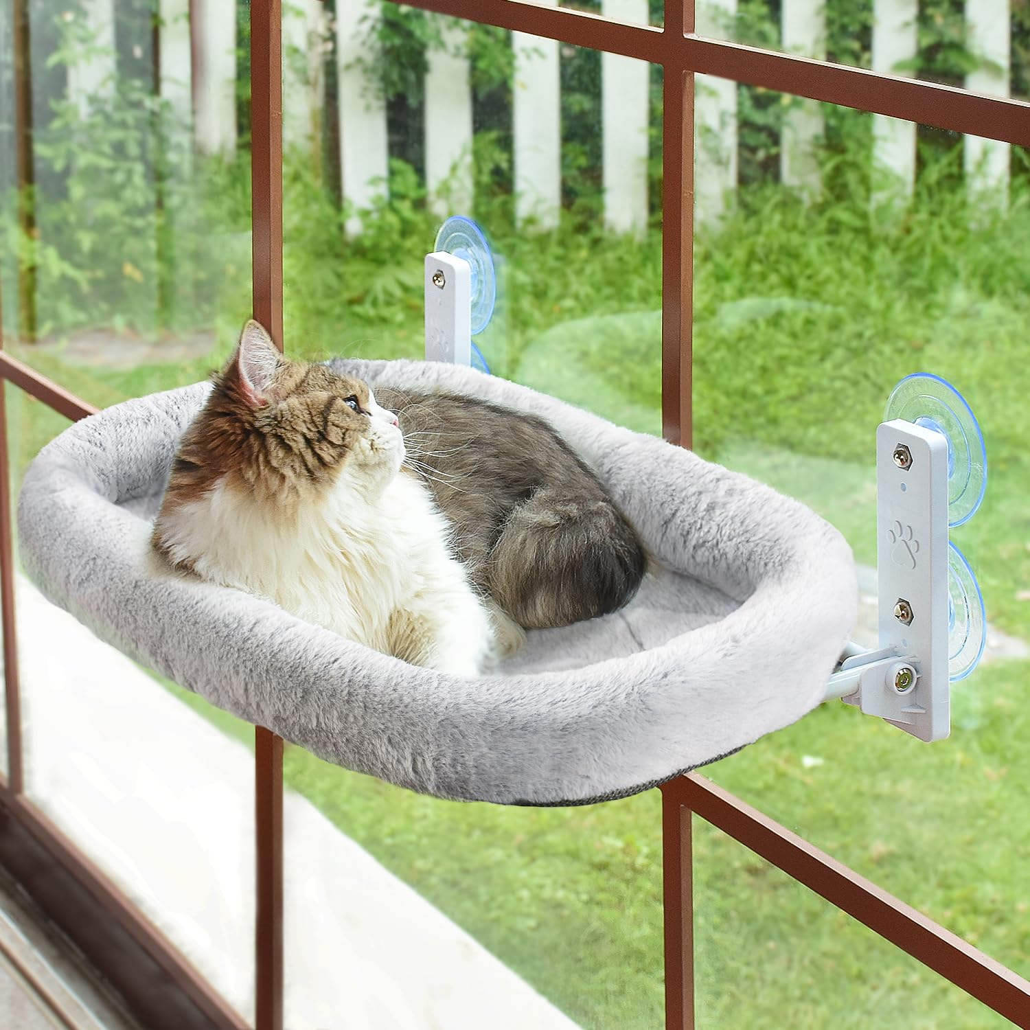 AMOSIJOY Cordless Cat Window Perch, Cat Hammock for Wall with 4 Beds