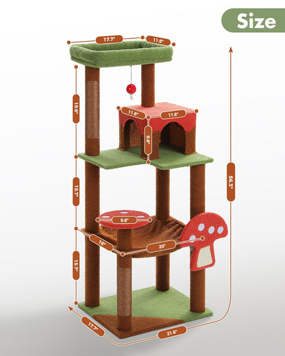MUTTROS Mushroom Cat Tree Tower with Removable Scratcher