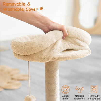 Goozii Cat Scratching Post Tower for Indoor Cats, Small Cat Tree Bed