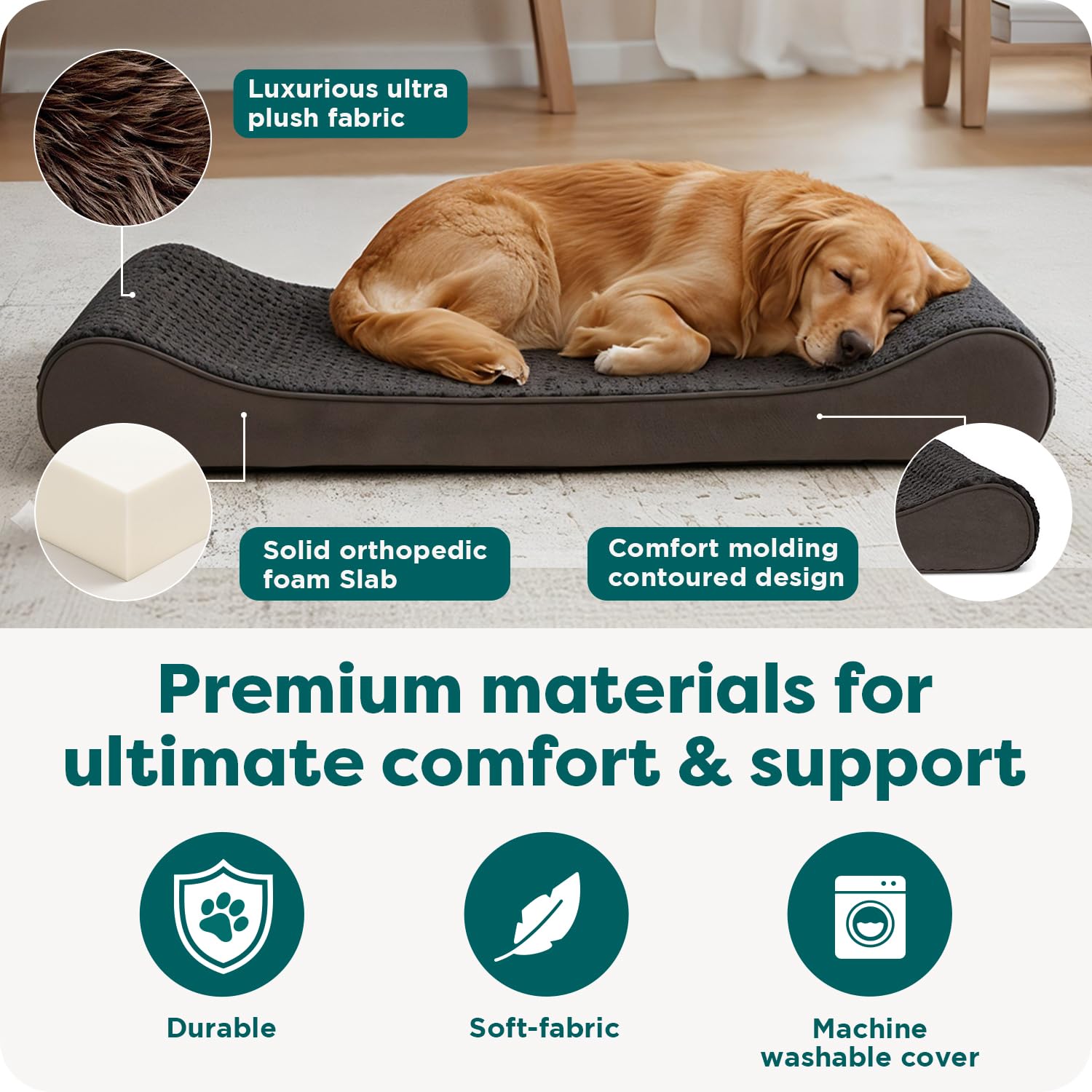FurHaven Orthopedic Dog Bed for Large Dogs, Luxe Lounger Contour Bed