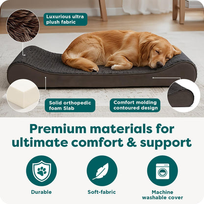 FurHaven Orthopedic Dog Bed for Large Dogs, Luxe Lounger Contour Bed