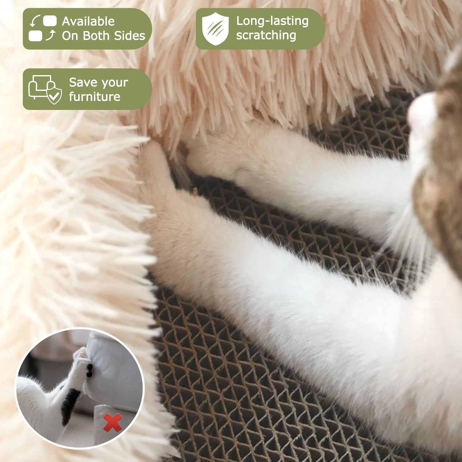 TIGOADT Fluffy Cat Scratcher Lounge Box with Removable Toy