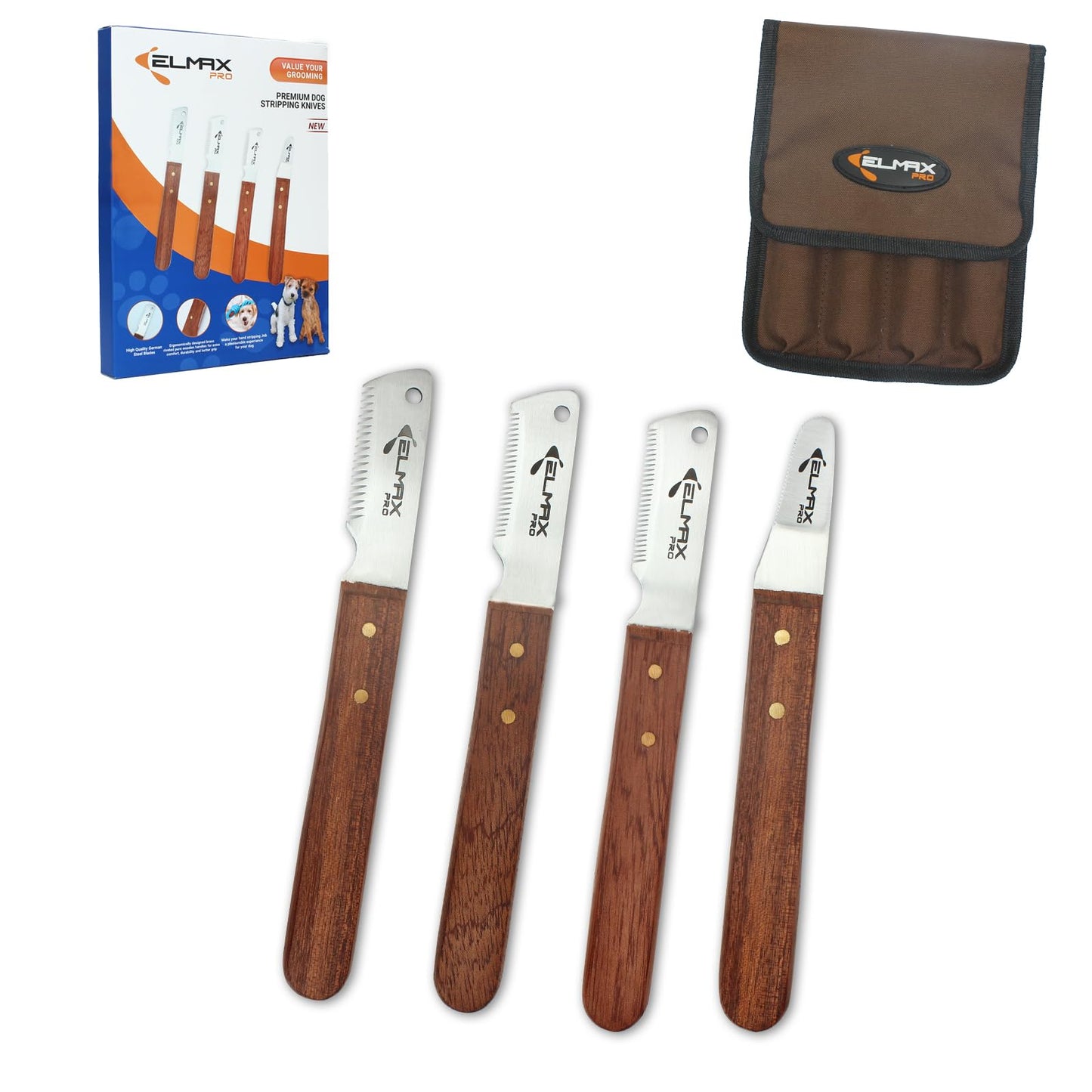 Elmax Pro Slant Tooth Stripping Knife for dogs (Pack of 4) Stainless