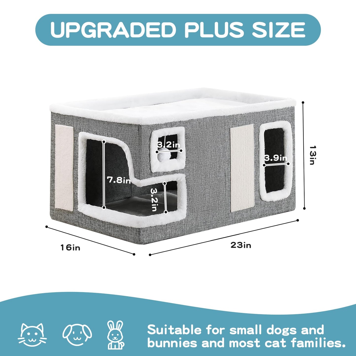 Crispedia Large Cat Houses for Indoor Cats, Extra Wide Cat Cave Bed