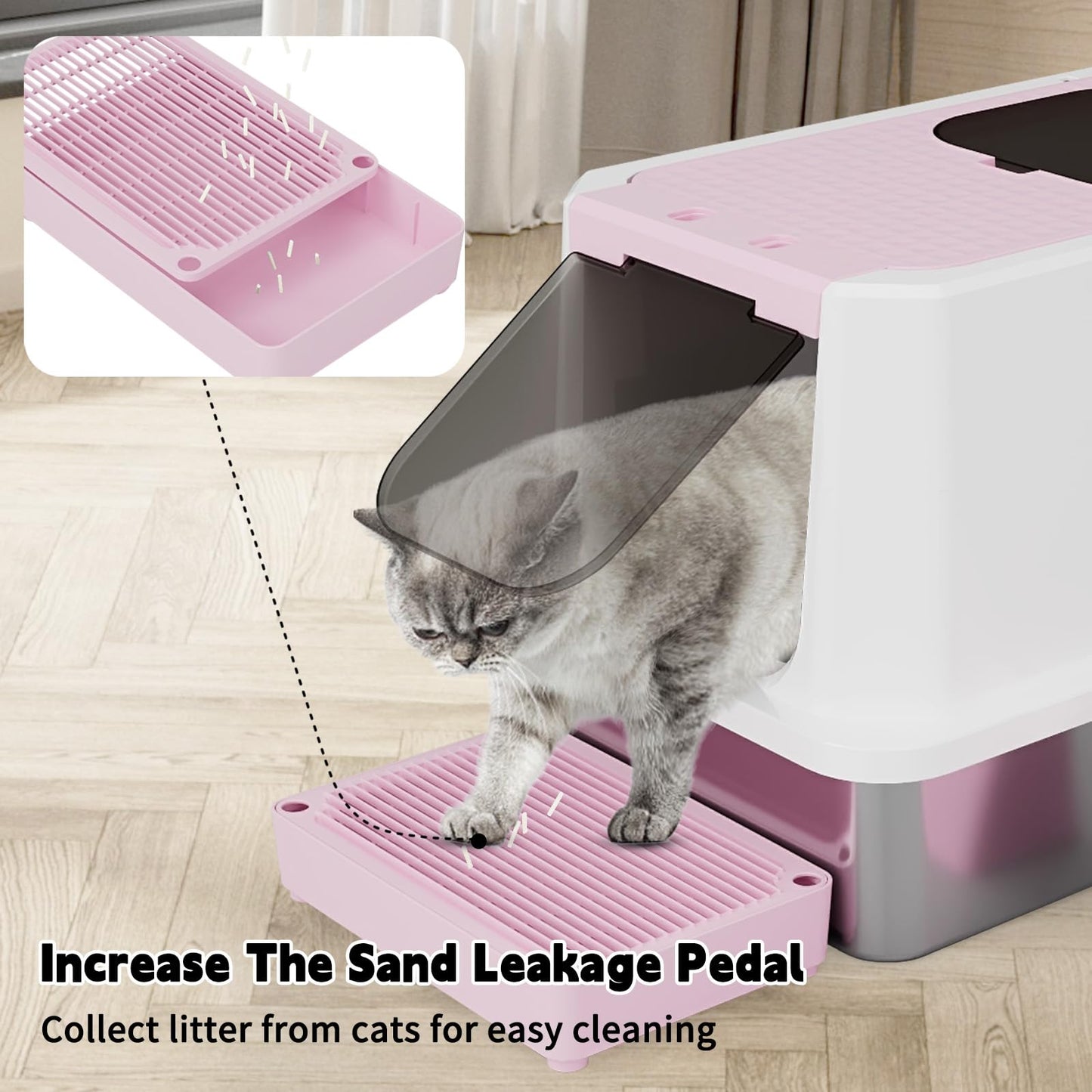 RIZZARI Enclosed Cat Litter Box: Large Top Front Entry Litter
