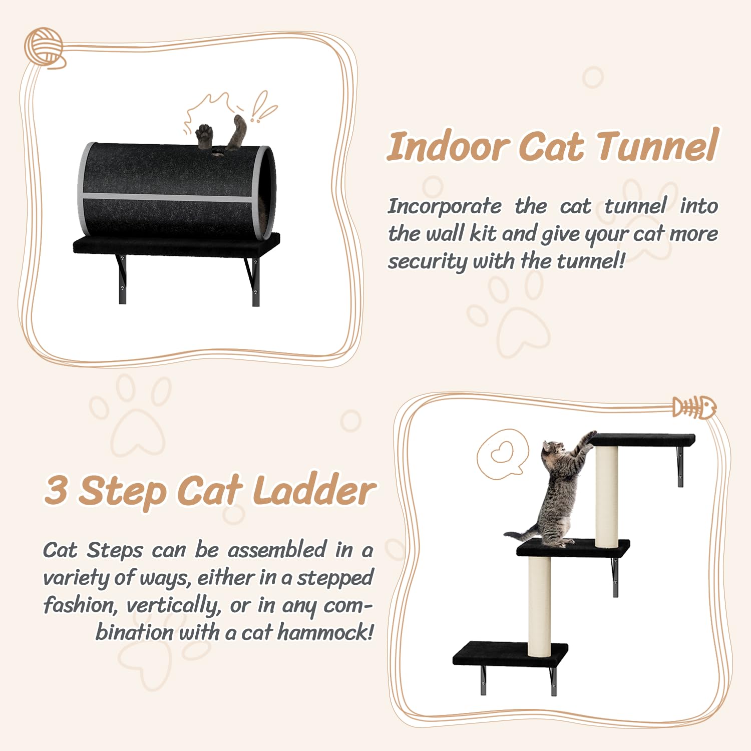 NUNU LAB 14-in-1 Cat Wall Shelves Set, Wall-Mounted Cat Climber House
