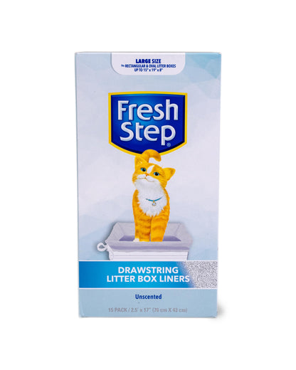 Fresh Step Drawstring Cat Litter Box Liners, Unscented Heavy Duty Box