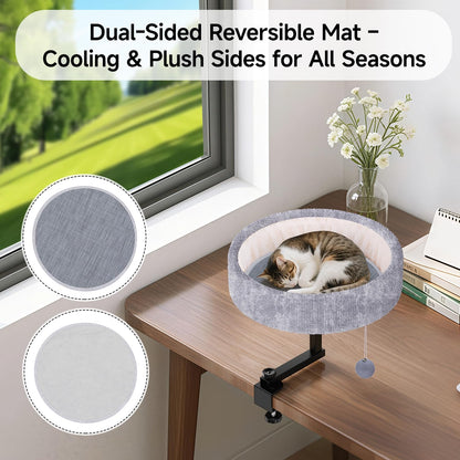 Chumajor Cat Desk Bed 360° Rotating Adjustable, Supports Soft Faux Bed
