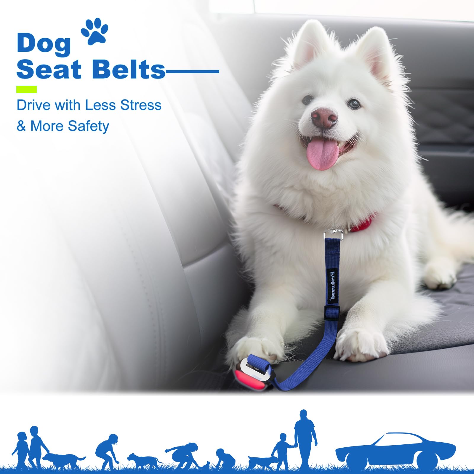 2 PCS Dog Seat Belt for Car Frskcssd Adjustable Dog Car Harness Seat