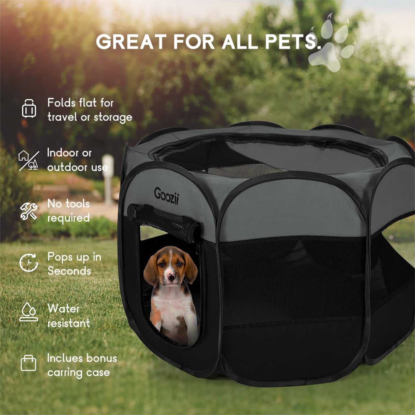 Goozii Portable Puppy Playpen Indoor, Small Dog Playpen, Pop Up Crate
