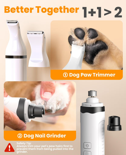 oneisall Dog Nail Grinder and Paw Trimmer Kit 1 Quiet Trimmer