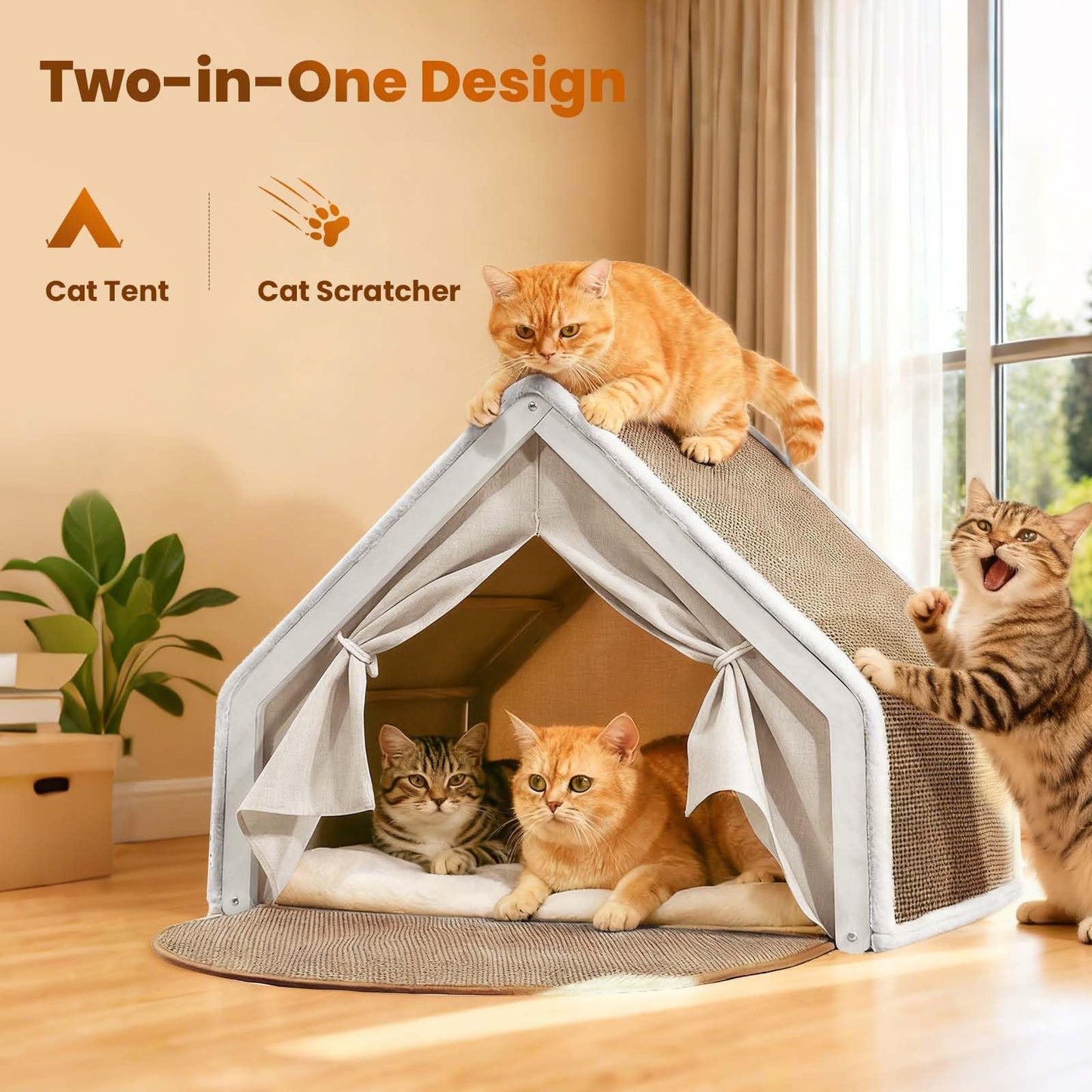 Cat Houses for Indoor Cats Large Cat Bed Cave with Natural Sisal Bed