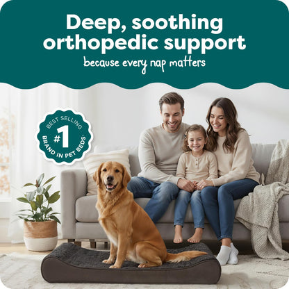 FurHaven Orthopedic Dog Bed for Large Dogs, Luxe Lounger Contour Bed