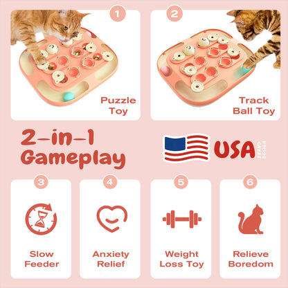 KADTC Cat Puzzle Feeder Toy, Large Size, 2 Ways to Play, 2 Balls