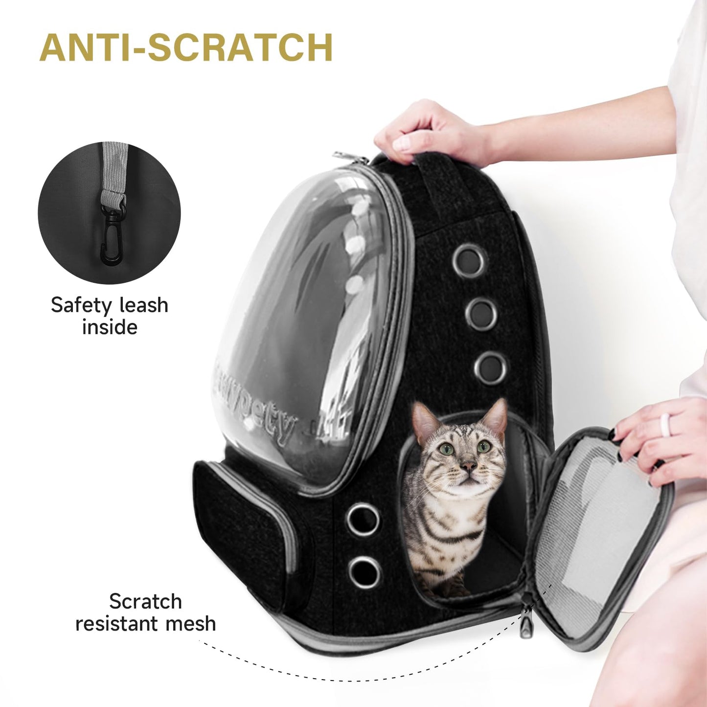 Cawypety Cat Backpack Carrier, Breathable Cat Carrier Large Carrier