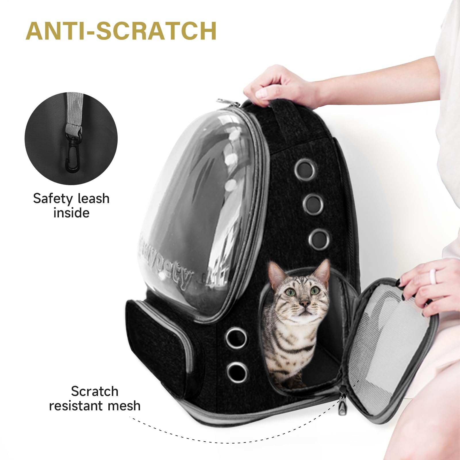 Cawypety Cat Backpack Carrier, Breathable Cat Carrier Large Carrier
