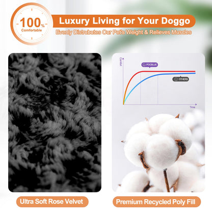 POCBLUE XL Dog Beds, Large Pet Bed for Crate, Washable Plush Dog Mat