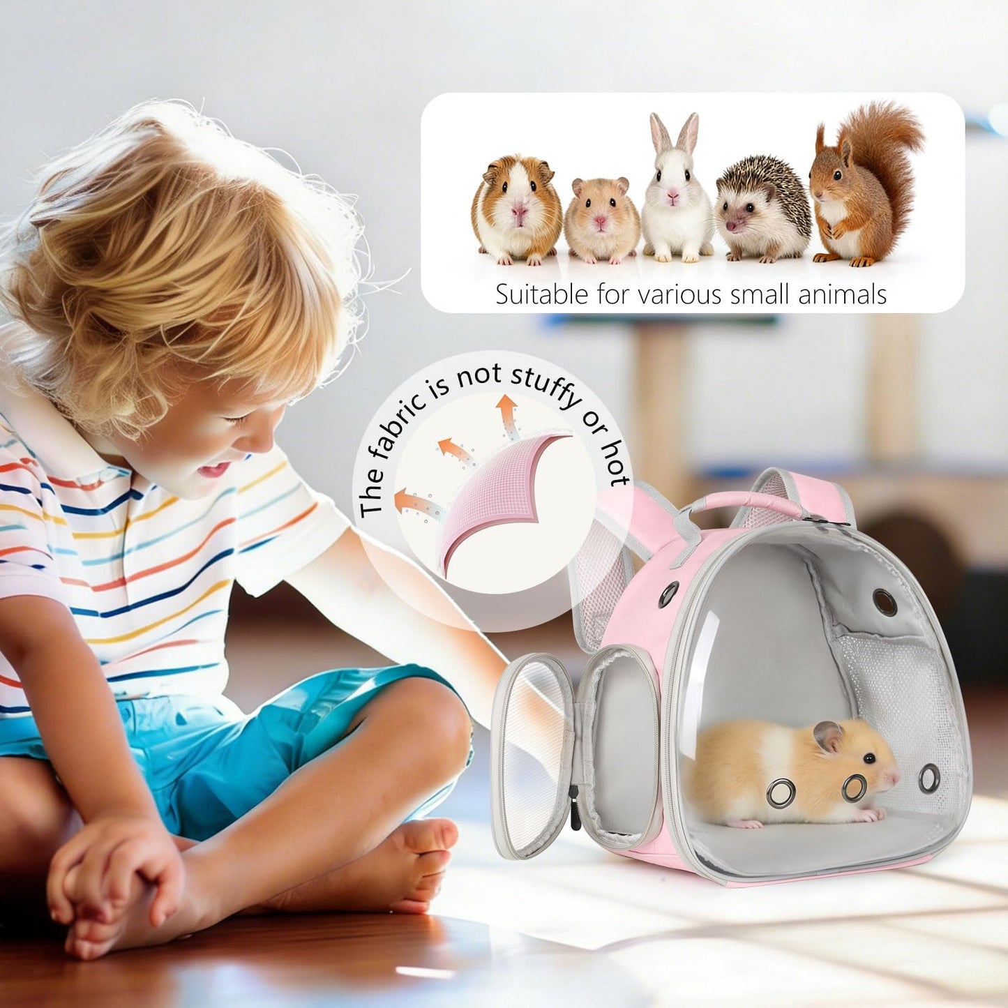 LAIRIES Guinea Pig Carrier, Clear Bubble Window for Guinea Carrier