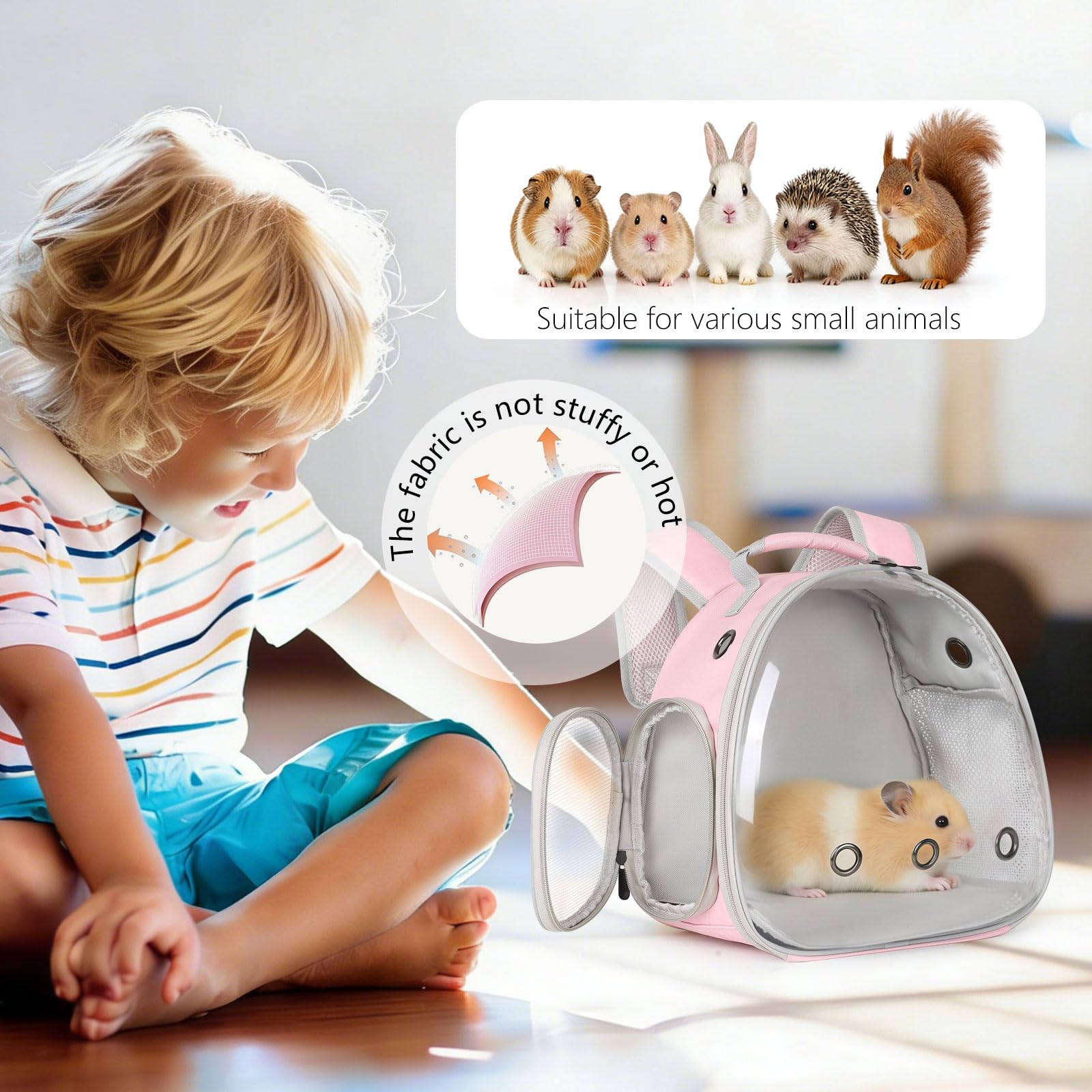 LAIRIES Guinea Pig Carrier, Clear Bubble Window for Guinea Carrier