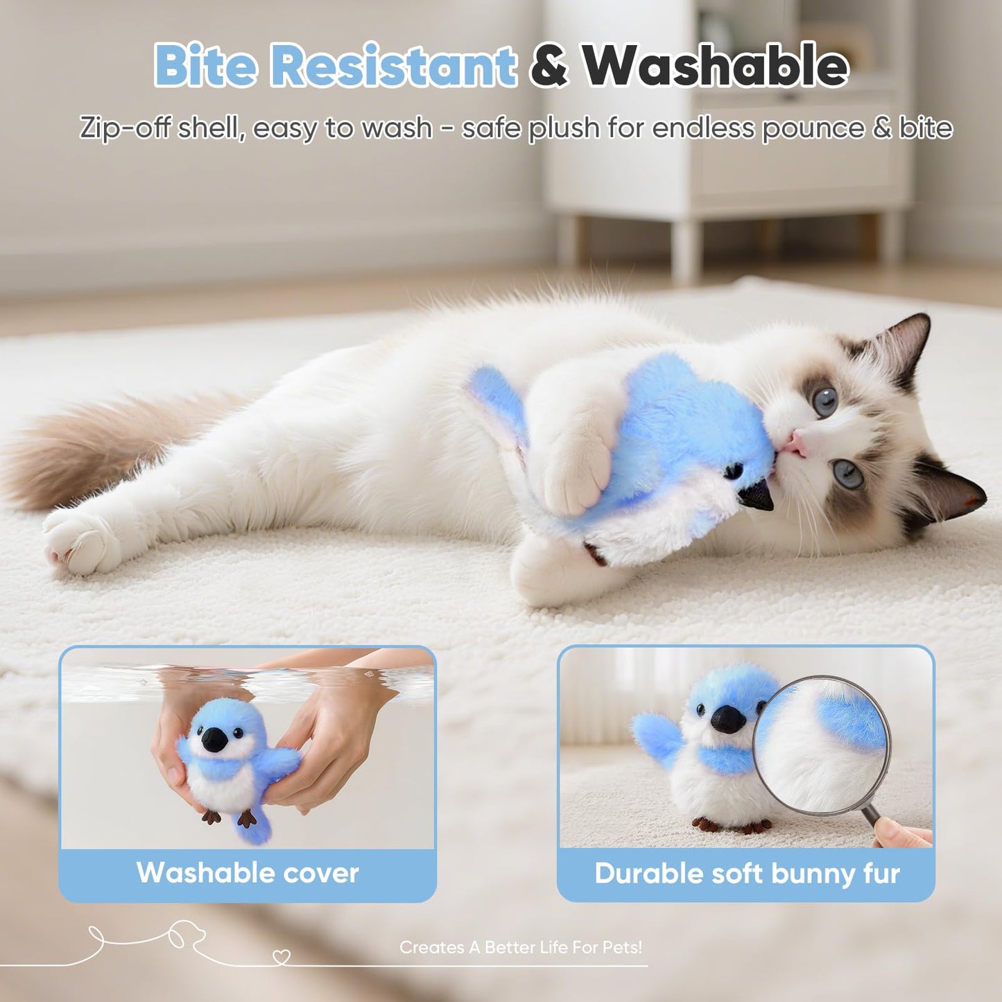 Petbobi Flappy Bird Cat Toy Realistic Interactive Cat Toy with Catnip