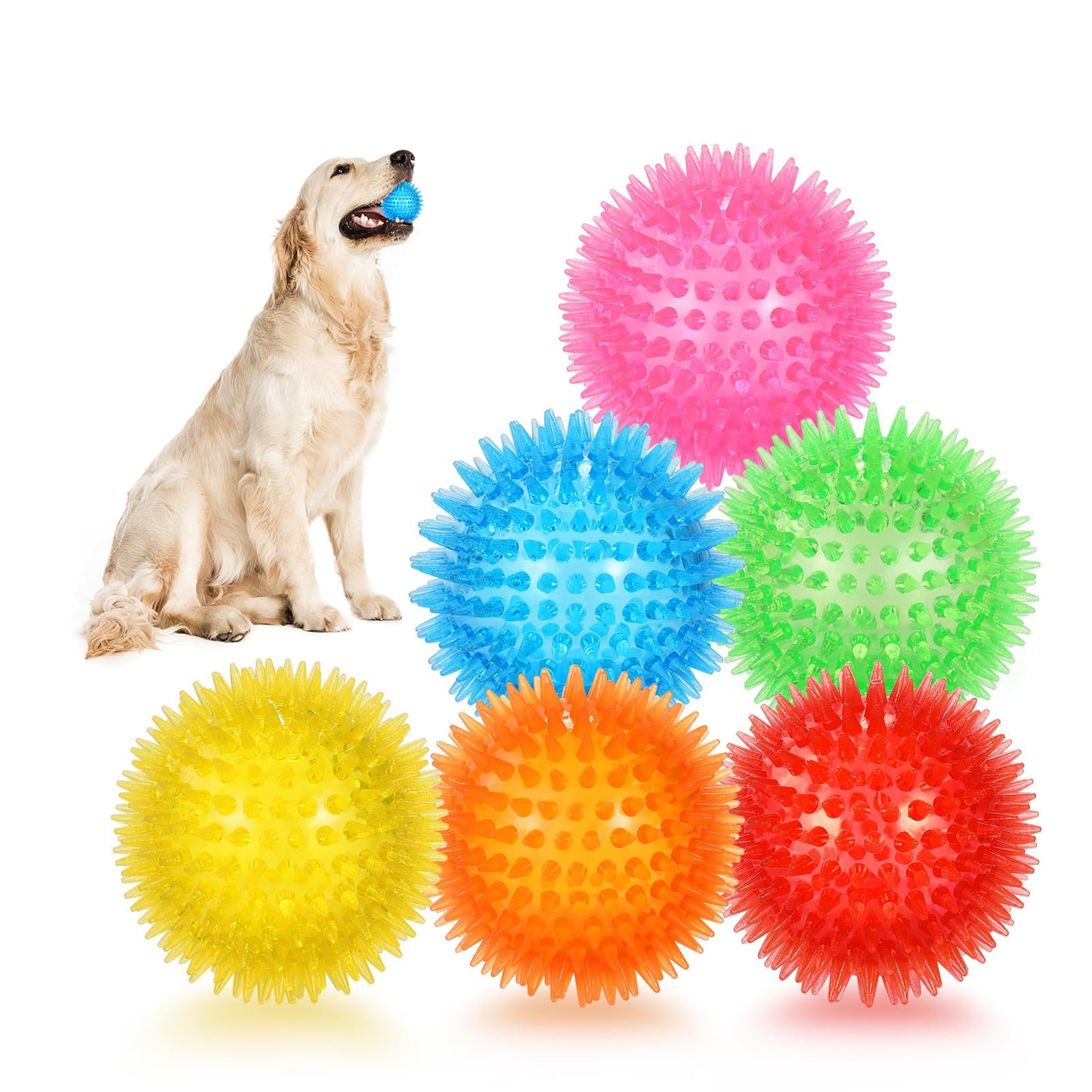 petizer 6 Pack Squeaky Dog Toy Balls Floating Spiky Pool Balls