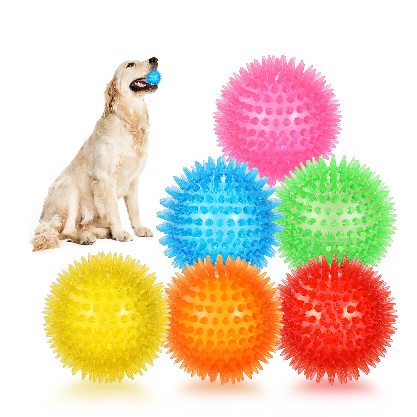 petizer 6 Pack Squeaky Dog Toy Balls Floating Spiky Pool Balls