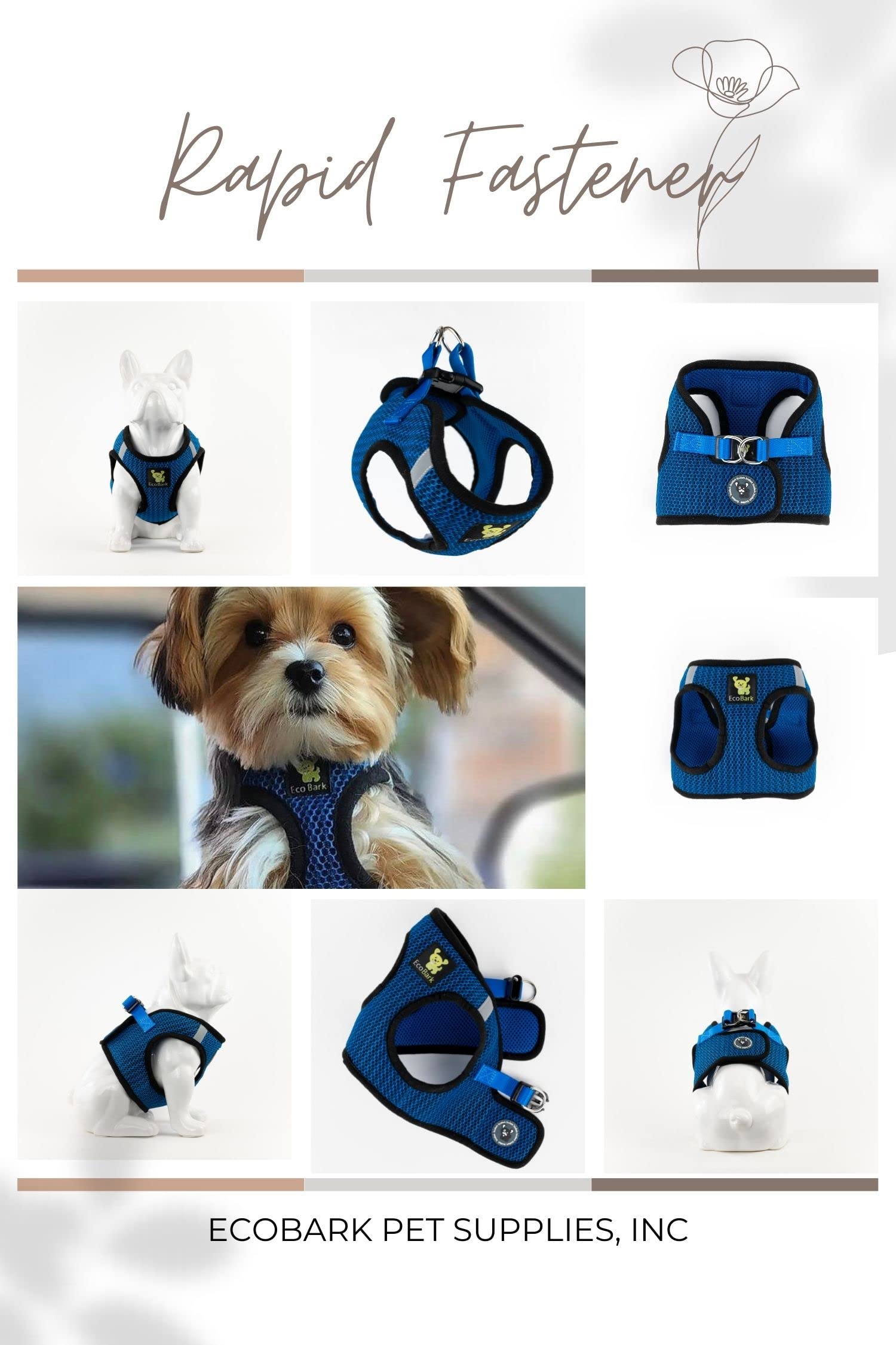 EcoBark Step in Dog Harness Reflective Soft Ultra Padded Mesh Harness
