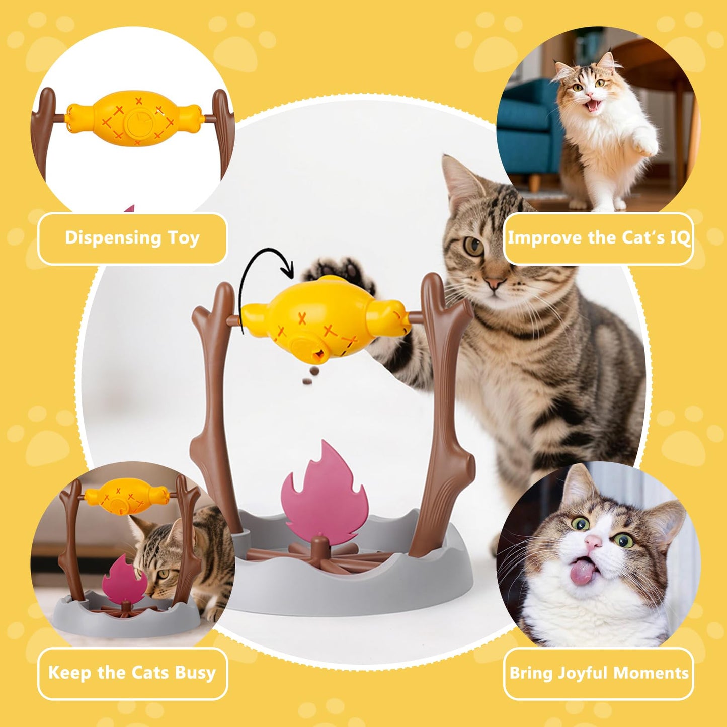 DFQ Cat Slow Feeder, Interactive Cat Puzzle Toy Treat Dispenser Toy