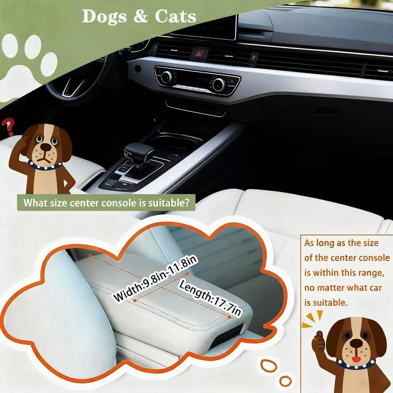 Cullaby Center Console Dog Car Booster Seat for Small Dogs 0- Seat