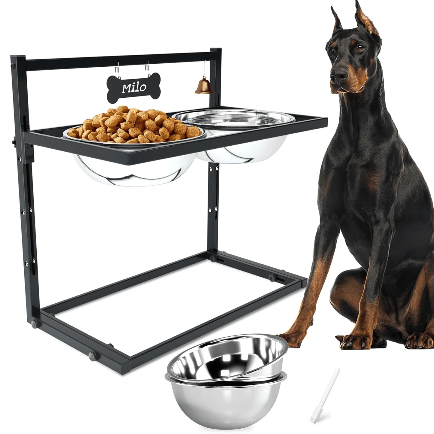 SHAINFUN Elevated Dog Feeder for Large Breeds, Adjustable Height Bowl