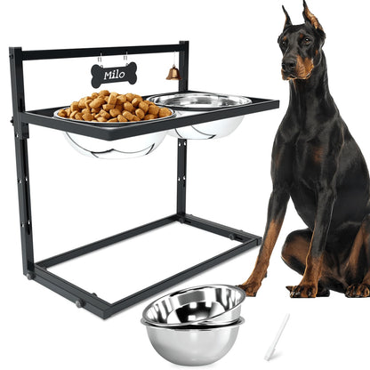 SHAINFUN Elevated Dog Feeder for Large Breeds, Adjustable Height Bowl
