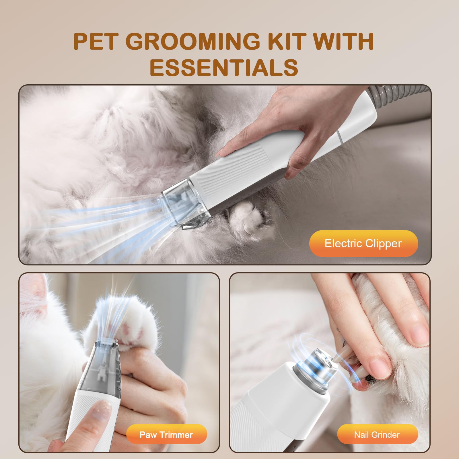 Ozumek Dog Grooming Vacuum, Dog Grooming Kit with Pet Clipper Clipper