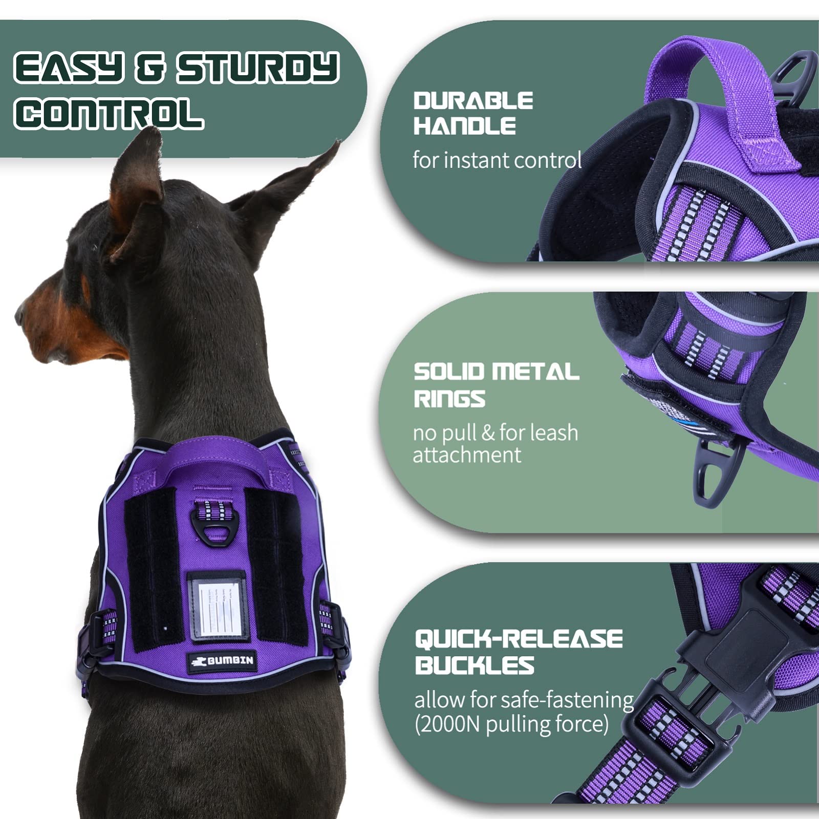 BUMBIN Tactical Dog Harness for Large Dogs No Pull, Famous TIK Harness