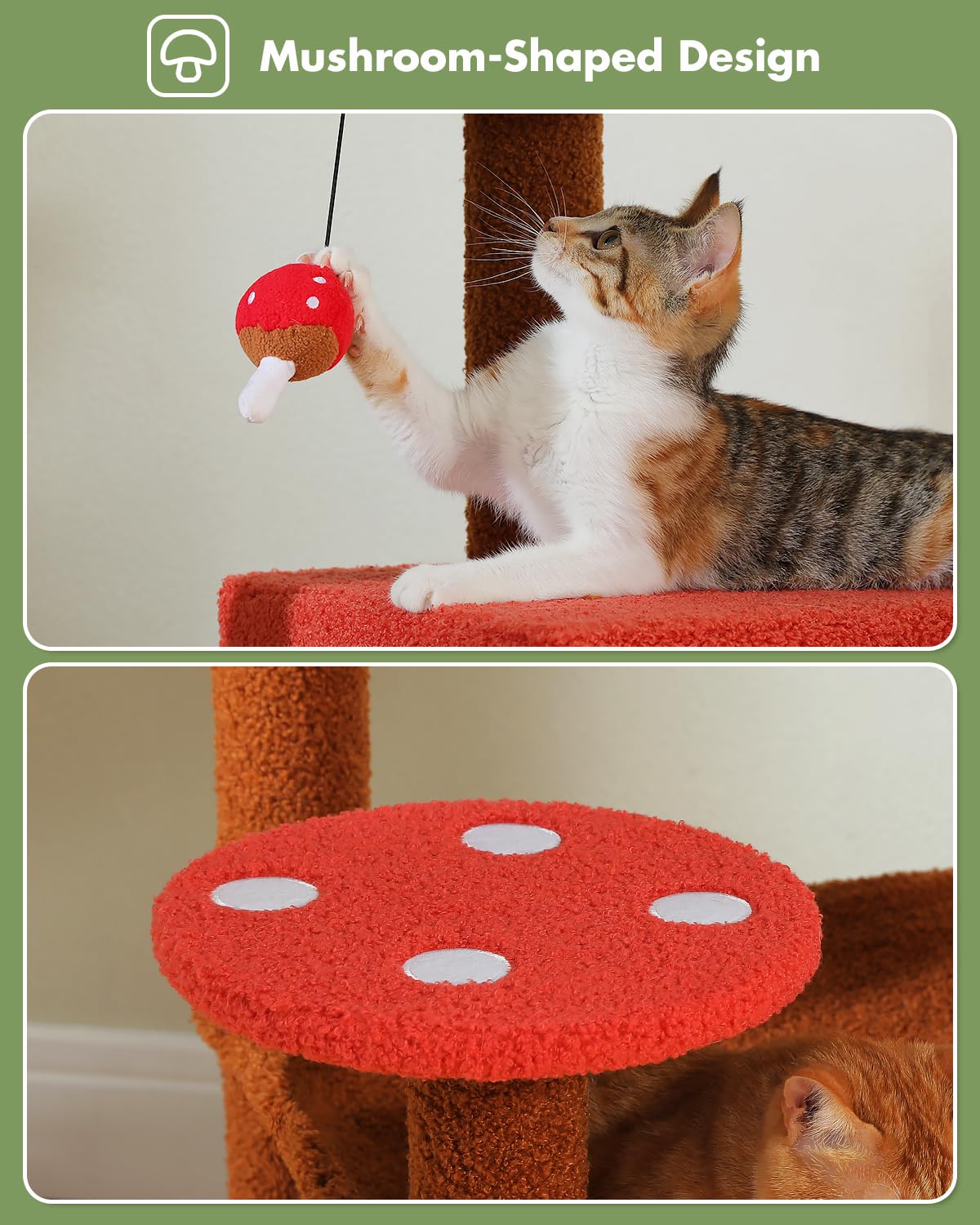 MUTTROS Mushroom Cat Tree Tower with Removable Scratcher