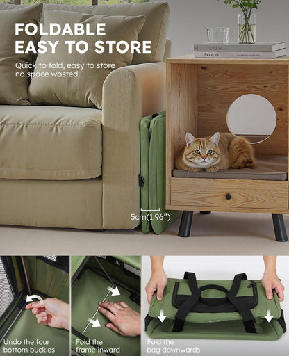 Pecute Cat Carrier Stable, Pet Carrier with Hidden Anxiety Relief Bag
