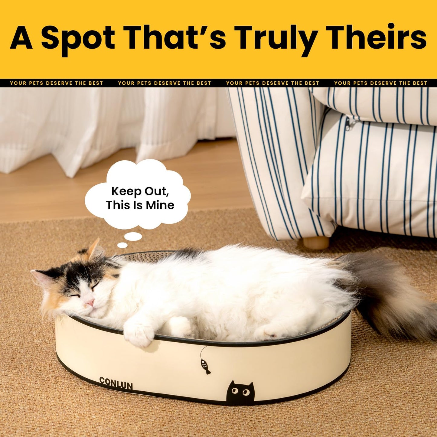 Conlun Large Oval Cat Scratcher Bowl, Cardboard Cat Scratching Pad