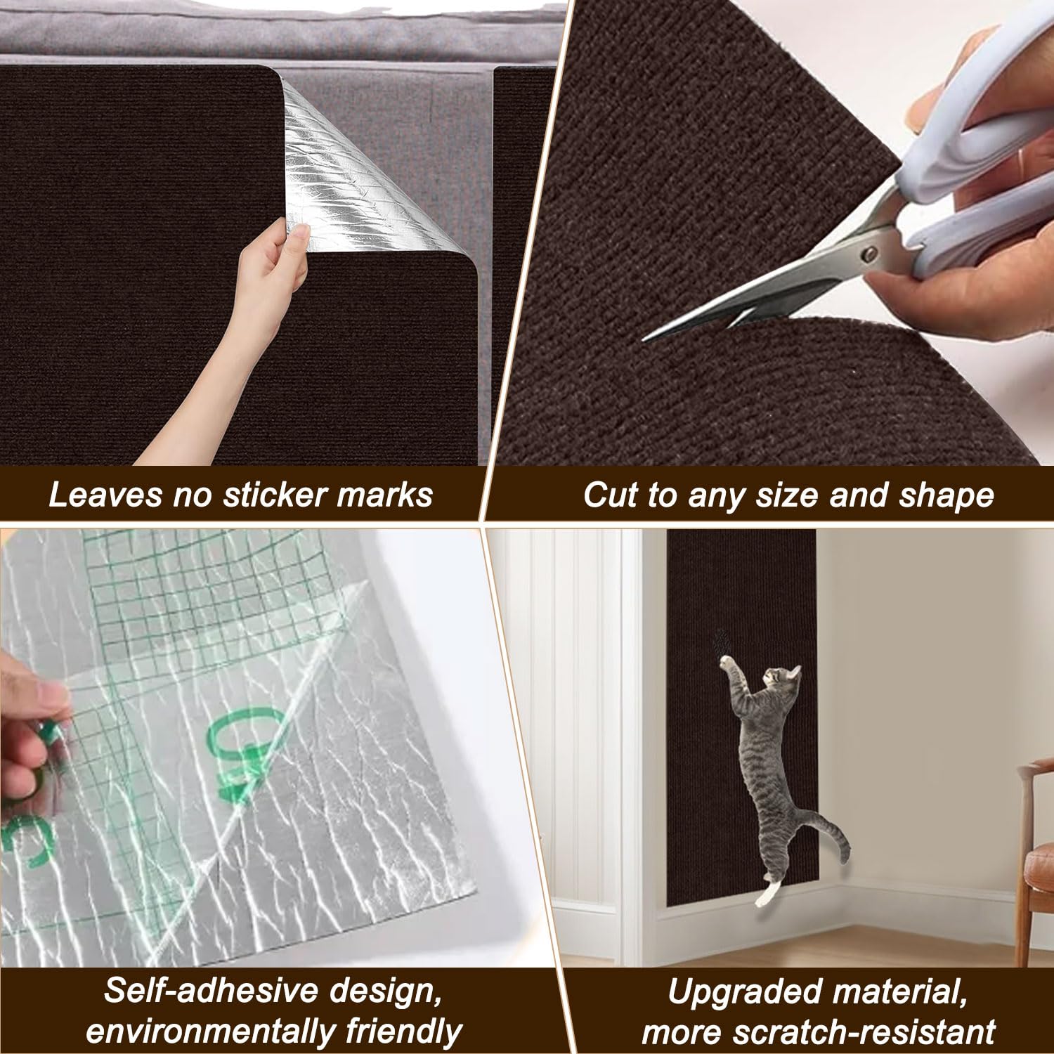 Cat Scratch Mat, x15.9" Trimmable Self-Adhesive Cats Scratch Mat