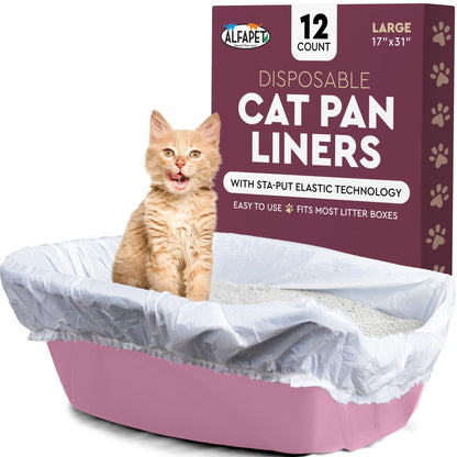 Alfapet Cat Litter Box Liners Large 12 Count Tear-Resistant Cat Litter