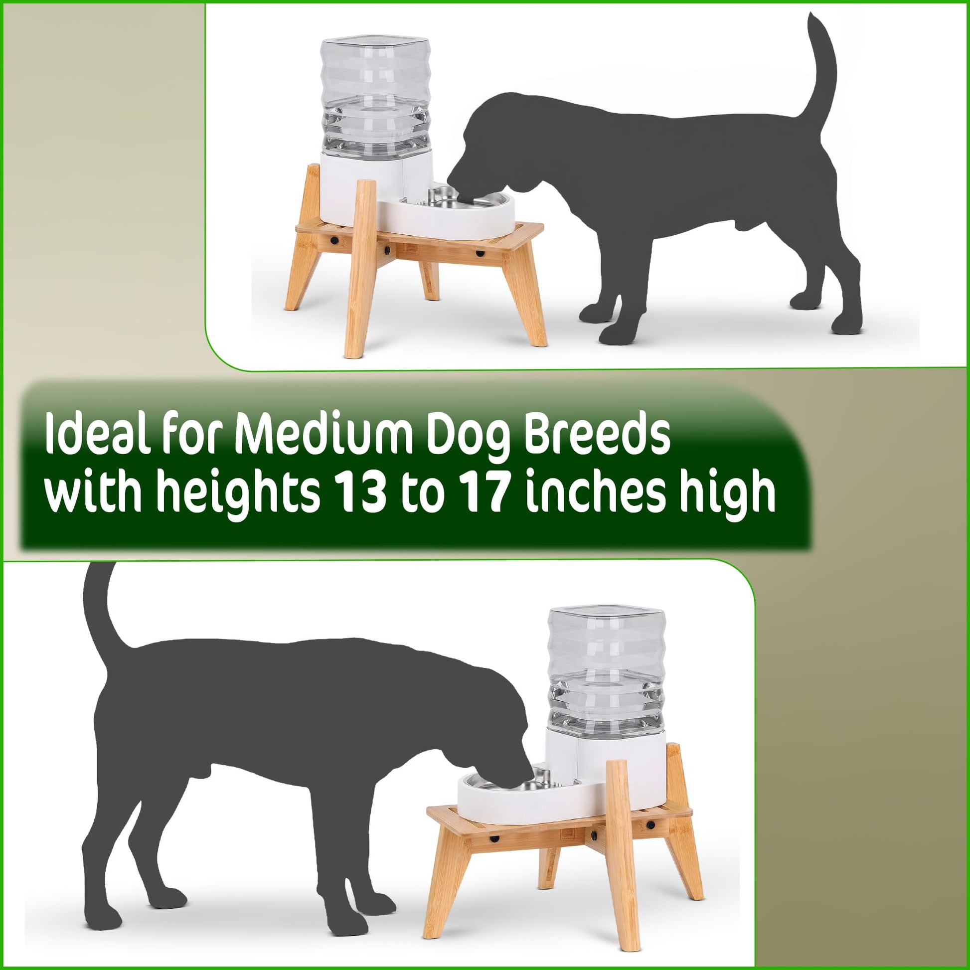 Dog Water Bowl Dispenser Stand for Medium Breeds Elevated Raised Bowl