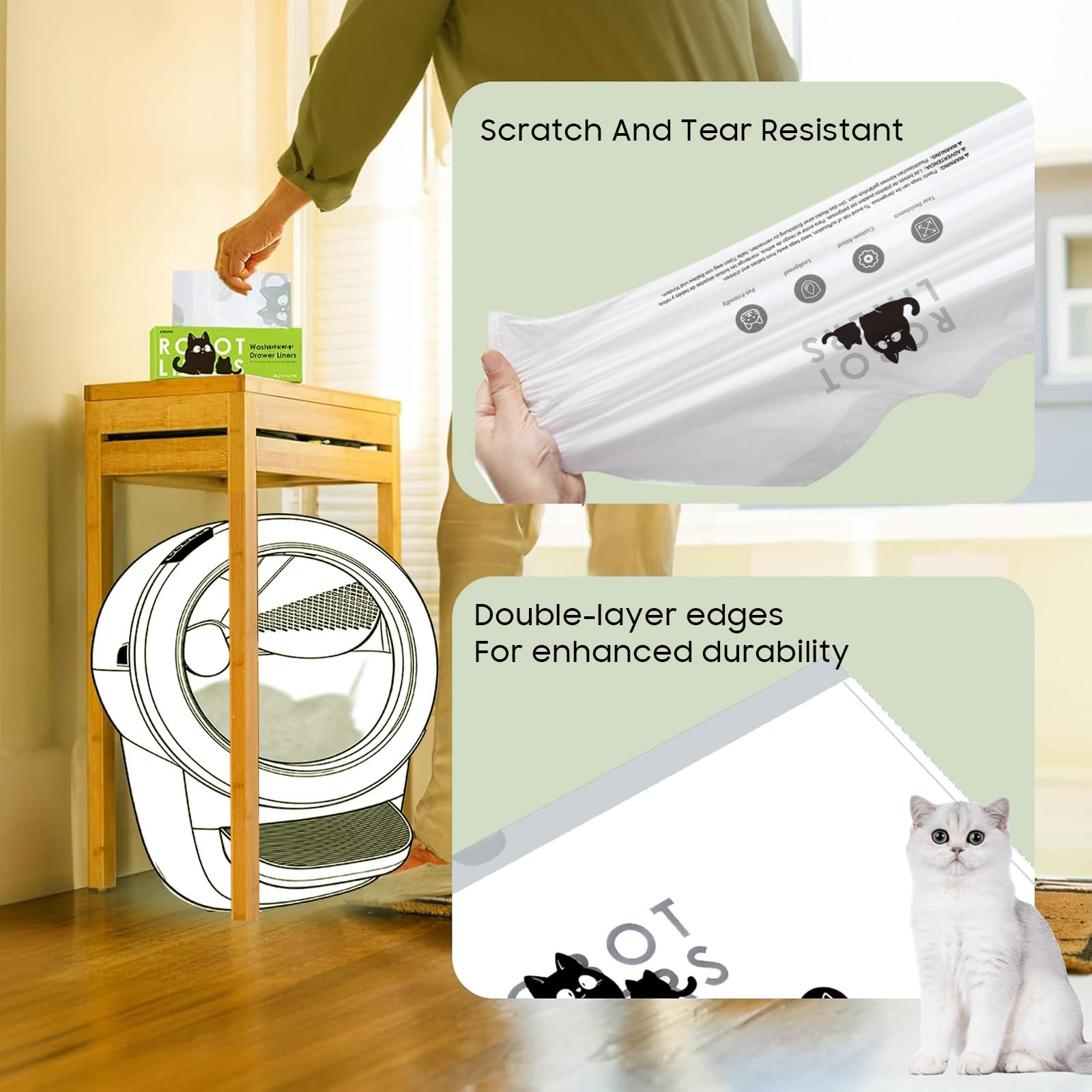AWoHH 60 Tidy Draw-Pack Cat Litter Box Robot Model 5/4/3 Waste Box