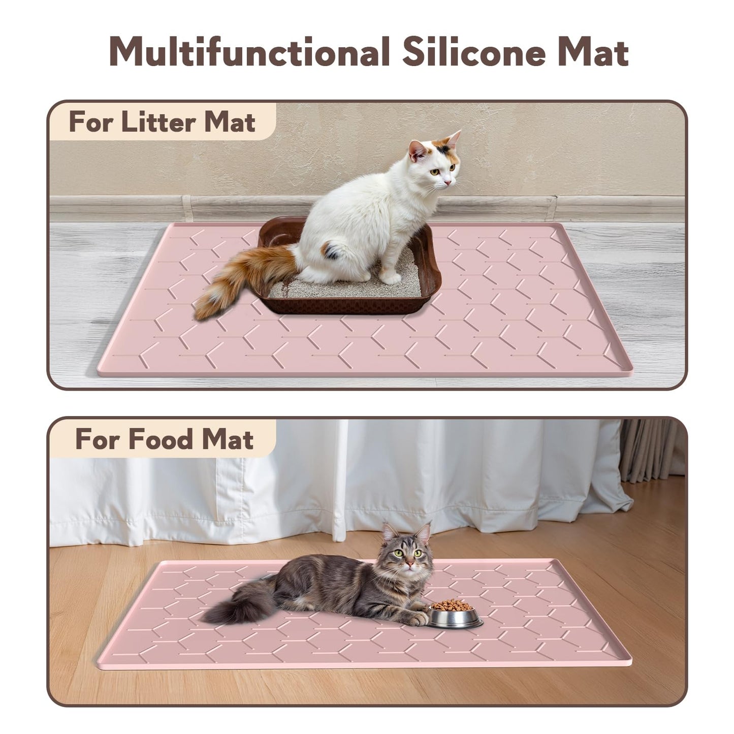 Garoopion Silicone Cat Litter Trapping Mat, Large Waterproof 34" X Mat