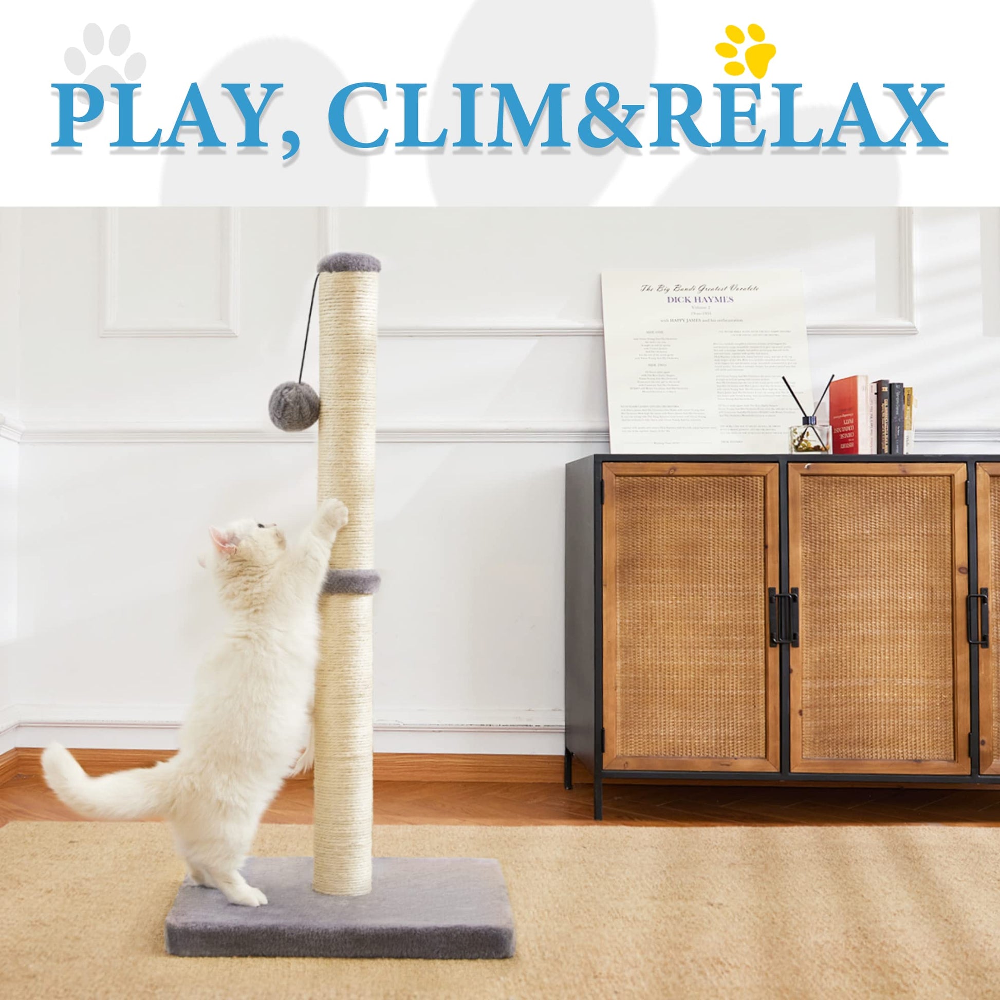 MeowHomm 32'' Tall Cat Scratching Post Cat Scratcher with Scratcher